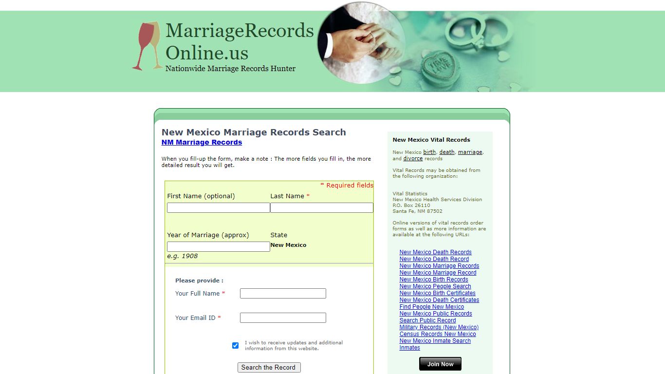 New Mexico Marriage Records Search, New Mexico State ...