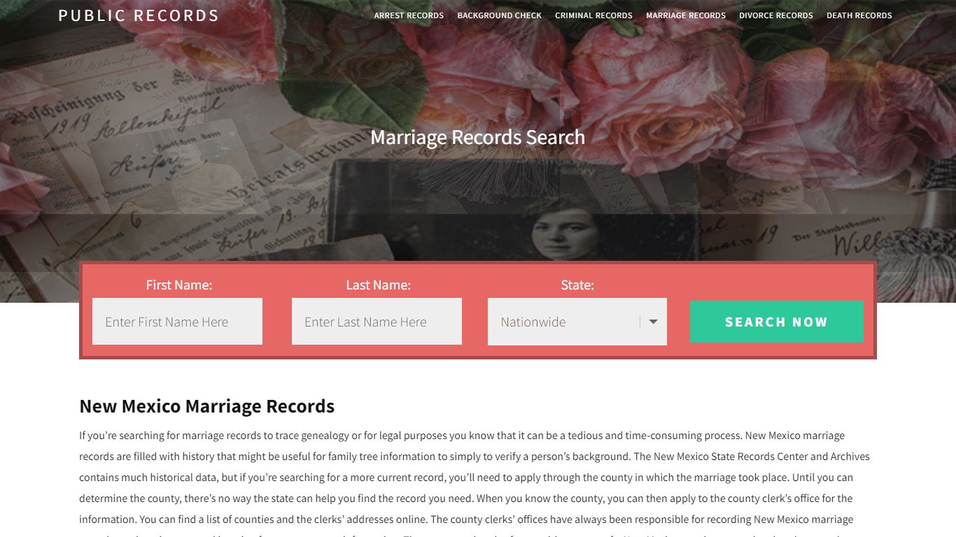 New Mexico Marriage Records | Enter Name and Search ...